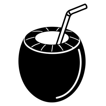 recommend clip art: Coconut drink illustration in vector, cartoon, clipart, and line art styles for tropical designs.
