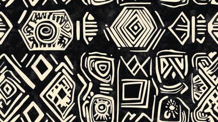 Doodle Pen Scratch with Ink Aztec Background Boho Ancient Design Line Carpet Illustration Ink Canvas Artwork Paint Texture with Ethnic Influence Black Batik Pattern Sepia Retro Motif Endless Majol