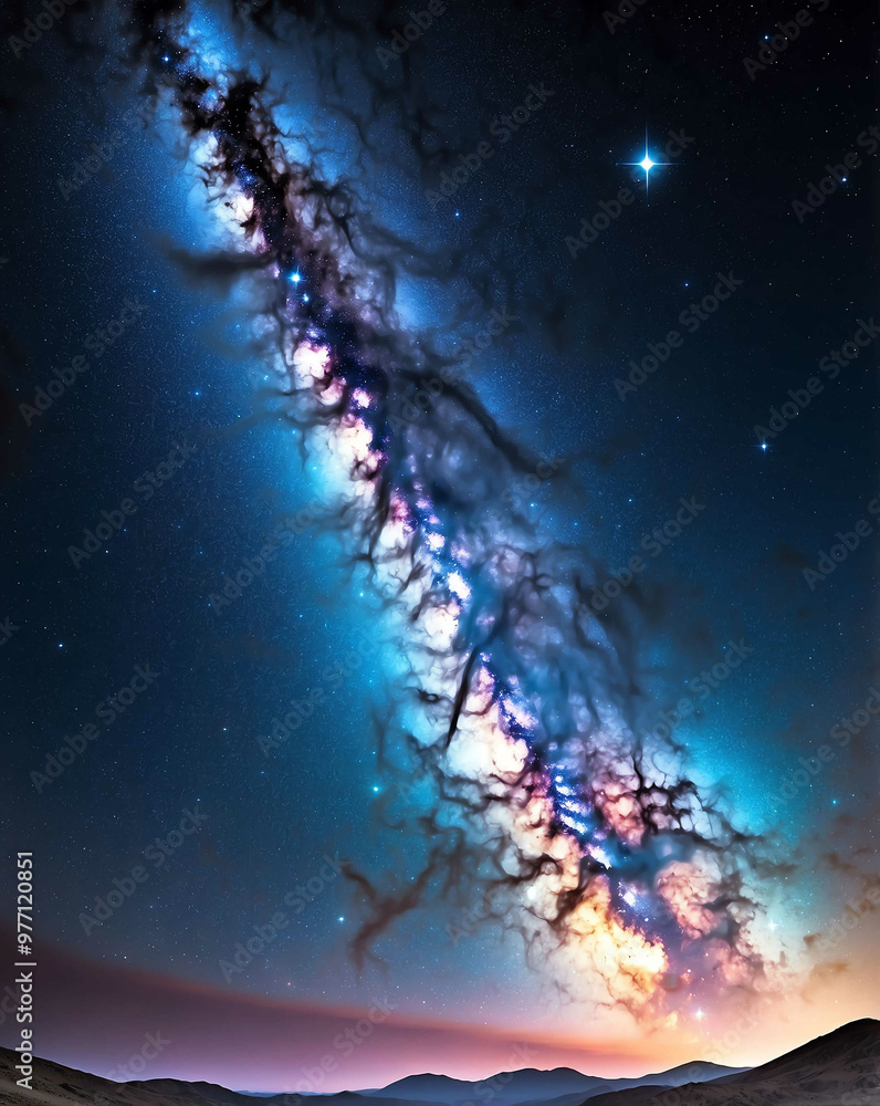 Sticker Milky Way with scattered star clusters abstract