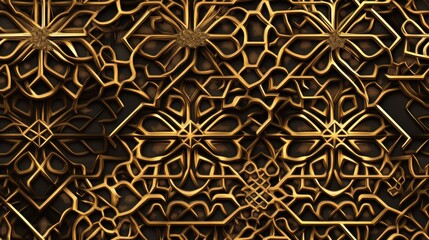 Seamless golden arabesque ornament Geometric abstract design Suitable for wallpapers and backgrounds