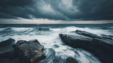 Stormy Seascape with Rocks