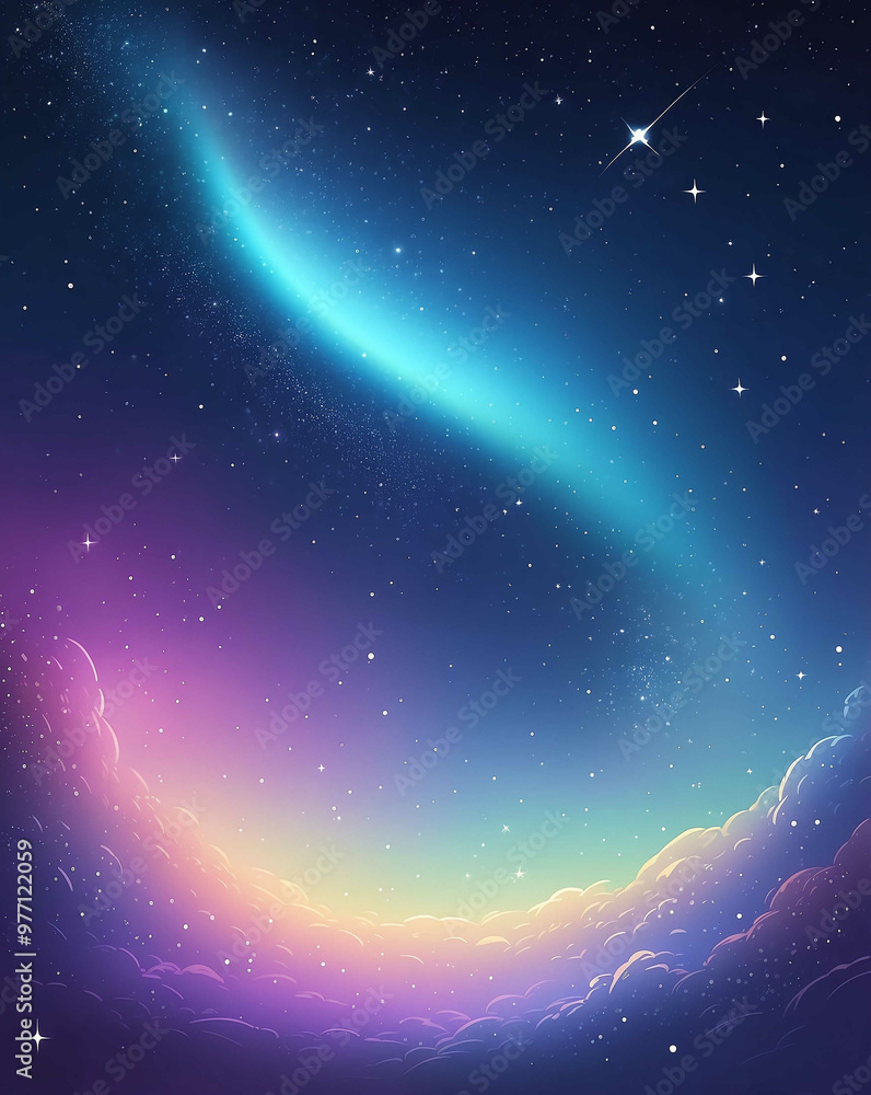 Wall mural Soft gradient with space dust and stars design