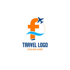 Obraz premium Letter F plane travel logo vector monogram
