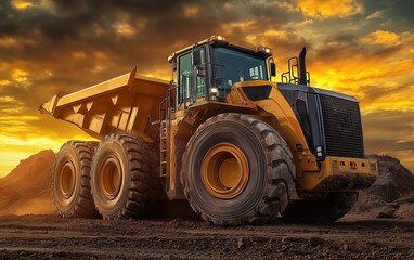 Fototapeta premium Construction heavy equipment professional advertising photo. Buldozer