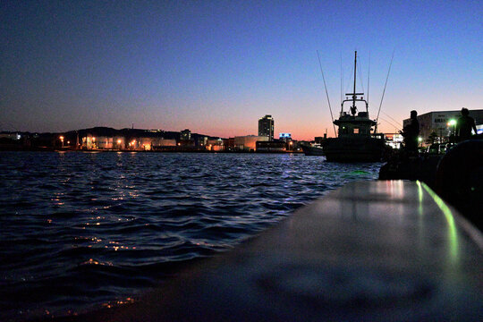 sunset in the port at JAPAN