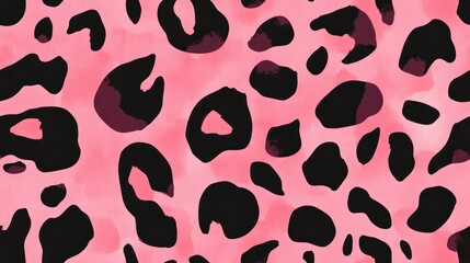 Leopard Pattern in Seamless Pink and Black Hand Drawn Exotic Textile Design Trendy Zoo Jungle Surface Print Artistic Luxury Ocelot Leather Watercolor Leopard Pattern