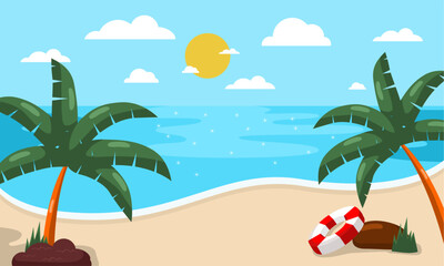 Summer beach scene vector background