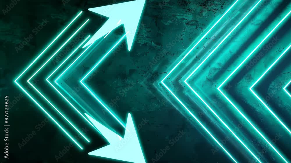 Poster a vibrant abstract design with glowing cyan arrows on a dark textured background conveys motion and 