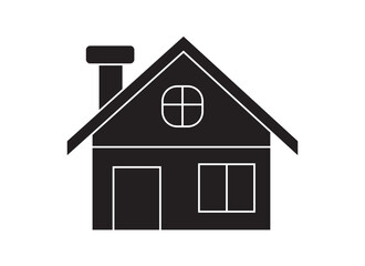 Vector cottage silhouette with clean lines, perfect for rural or rustic designs.