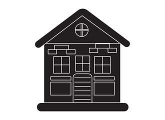 Vector cottage silhouette with clean lines, perfect for rural or rustic designs.