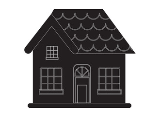 Vector cottage silhouette with clean lines, perfect for rural or rustic designs.
