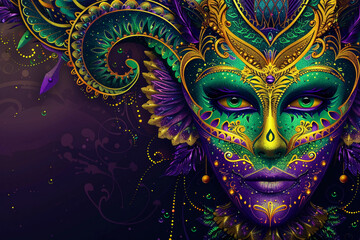 Beautiful greeting card with bright holiday composition for happy celebrate mardi gras