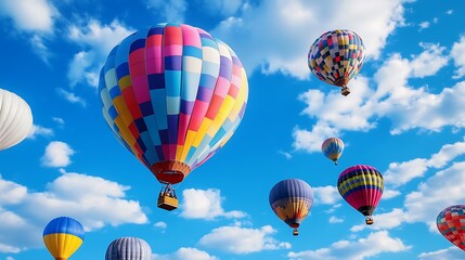 Obraz premium Vibrant Colorful Hot Air Balloon Festival Soaring in the Sky 