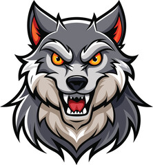 Obraz premium Wolf mascot character sticker vector design