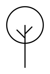 Black and white minimalist tree. Ideal for ecology, minimalism, logos, environmental awareness, modern design. Clean lines, simple style.