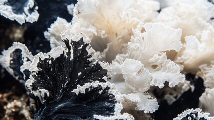 Obraz premium A close up of a bunch of white and black coral