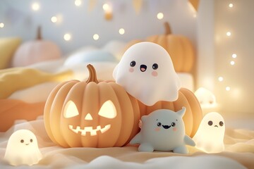 Festive Halloween Nursery Decor with Charming Digital Sculptures and Whimsical