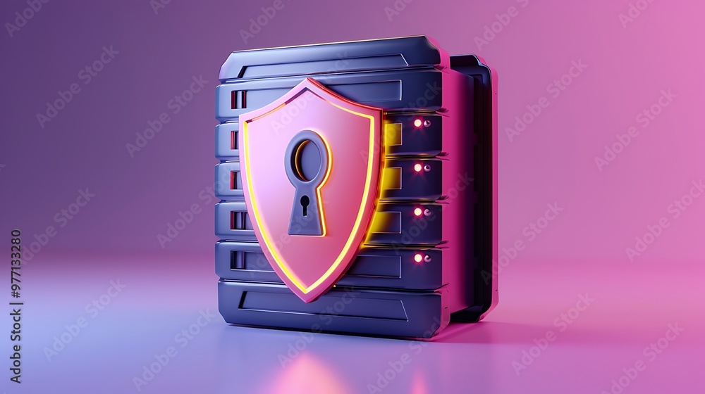Aufkleber a modern security box featuring a shield and keyhole, symbolizing protection and digital security in