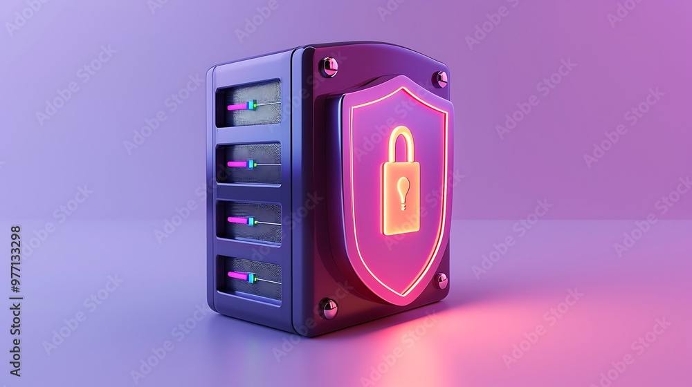Aufkleber a modern security device with a glowing lock symbol, representing advanced technology and data prote
