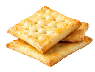 Fototapeta premium Two square golden crackers on transparent background