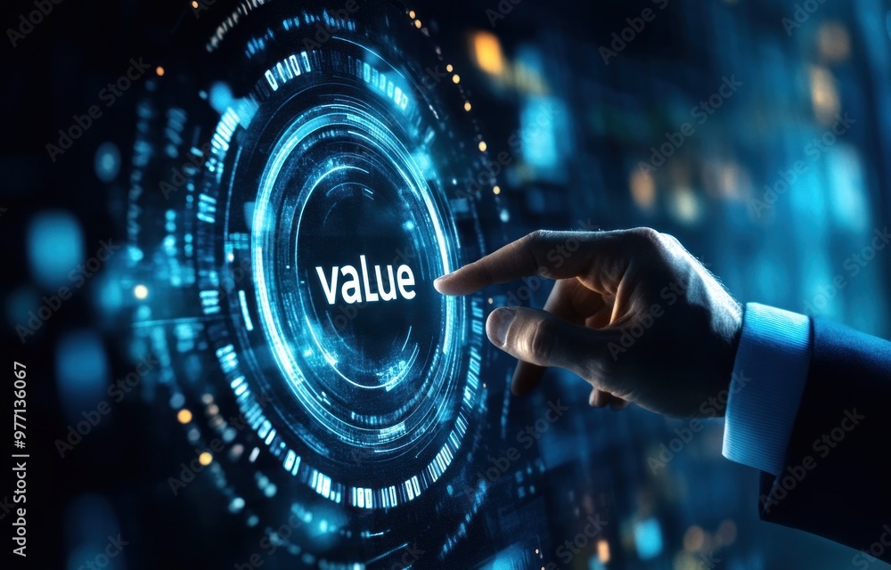Poster hand interacting with value interface