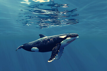 Obraz premium Fantastically beautiful majestic huge whale in ocean