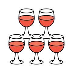 Multiple wine glasses ready for a toast to love and happiness