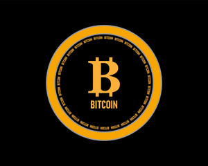 Bitcoin logo on a black background