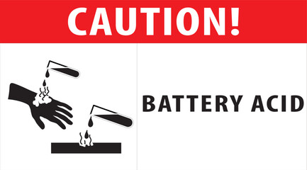 Battery acid caution sign vector.eps