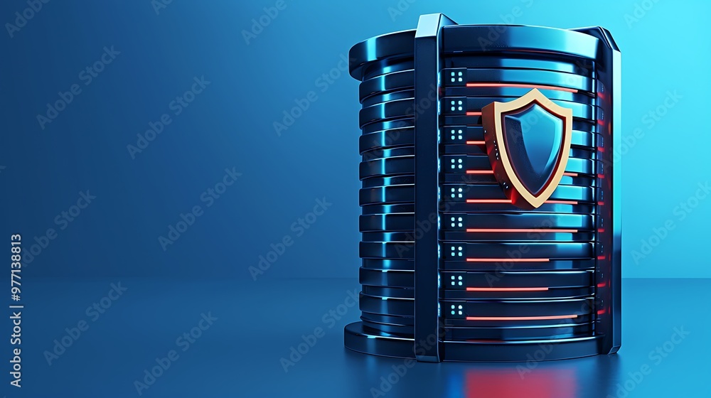 Aufkleber a secure data storage unit with a shield symbol, representing protection and safety in digital envir