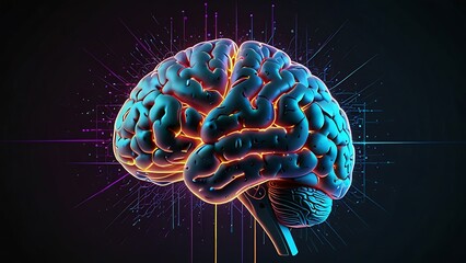 A hi tech and artistic representation of the human brain.
