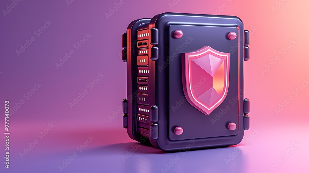 Aufkleber a sleek and modern shielded box with a vibrant color gradient, symbolizing security and protection i