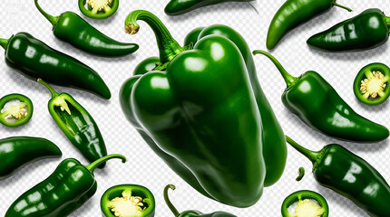 green chili peppers and tomatoes