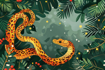 Obraz premium Beautiful greeting card with holiday composition for happy and joy celebrate New Year