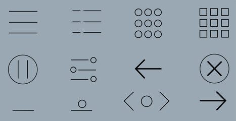 Hamburger menu icon set. Website navigation buttons. User interface design elements. Vector illustration.