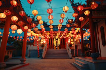 Fototapeta premium Beautiful greeting card with holiday composition for celebrate chinese festival of lanterns