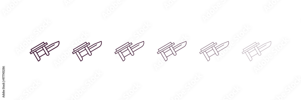 Aufkleber bayonet on rifle outline icon. linear vector from army and military concept. 6 different line style 
