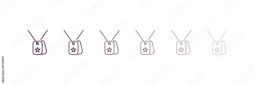 Poster dog tag outline icon. linear vector from army and military concept. 6 different line style dog tag i