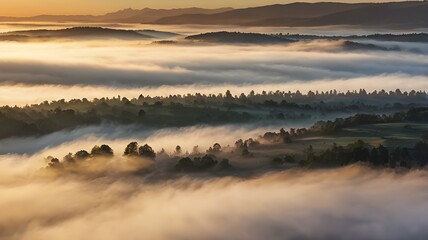 Naklejka premium fogcovered valley at sunrise
