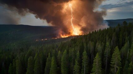 burning fire in the forest