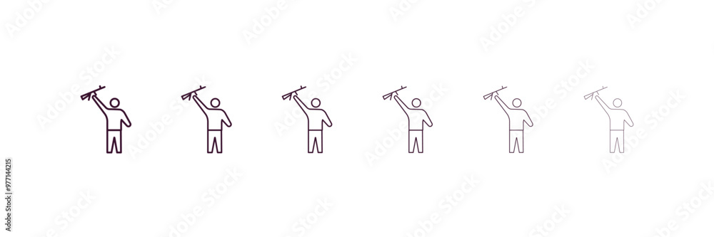 Poster rebellion outline icon. linear vector from army and military concept. 6 different line style rebelli