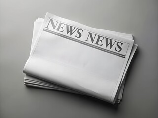 Blank newspaper mockup on a grey backgound. AI Generative