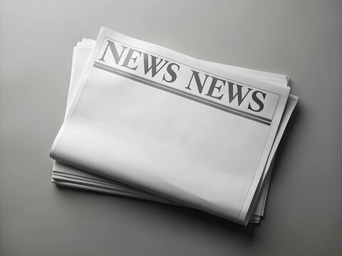 Blank newspaper mockup on a grey backgound. AI Generative
