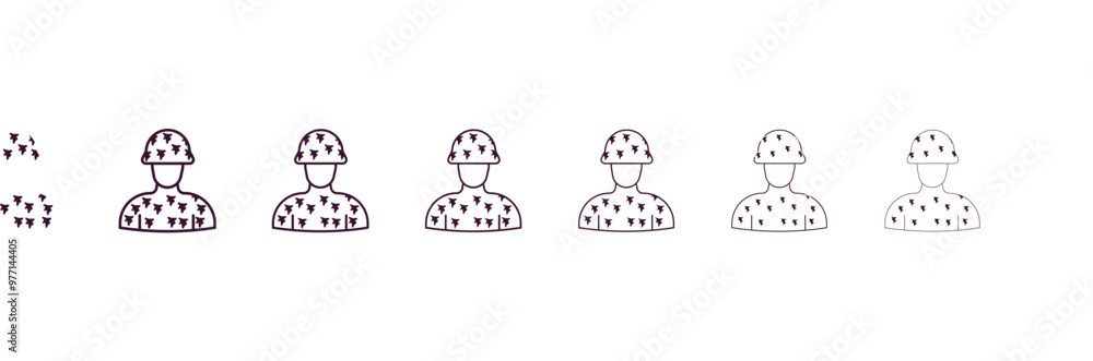 Poster conscription outline icon. linear vector from army and military concept. 6 different line style cons