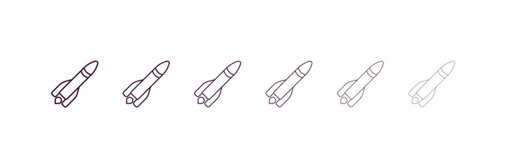 missile outline icon. Linear vector from army and military concept. 6 different line style missile icon included thin, light, regular, medium, bold, black.