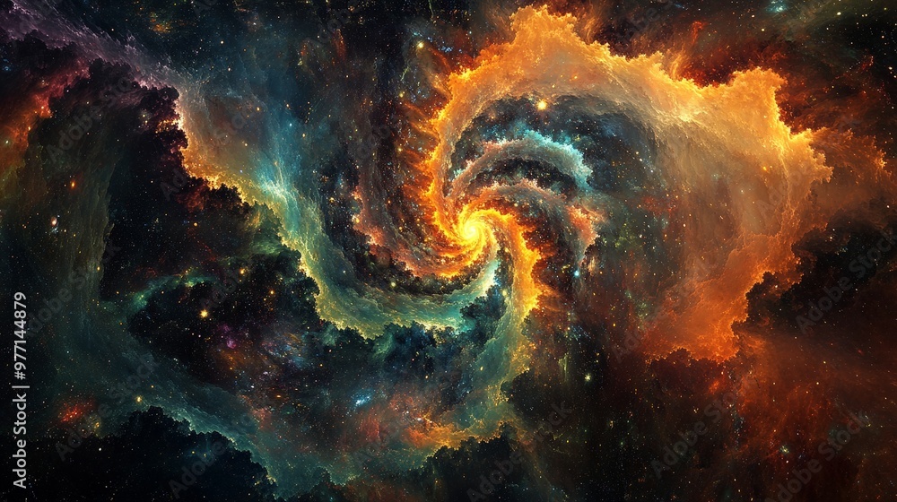Aufkleber a captivating cosmic environment featuring a psychedelic nebula with radiant, shifting colors and in