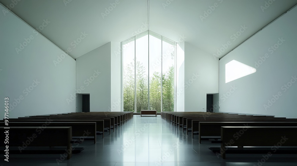 Poster a contemporary minimalist design focuses on light and space, using simple forms and materials to cre
