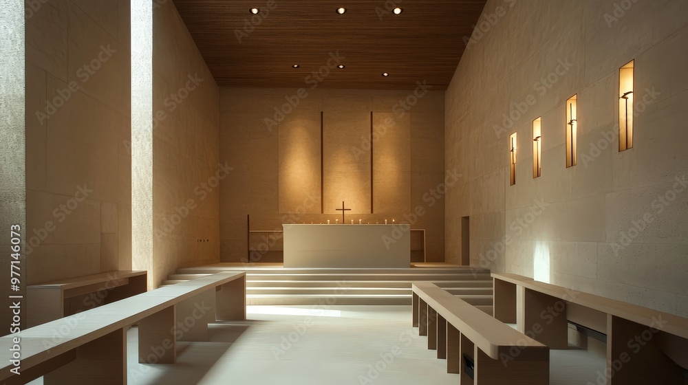 Poster a contemporary minimalist design focuses on light and space, using simple forms and materials to cre