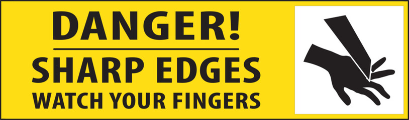 Sharp edges watch your fingers industrial warning sign vector.eps