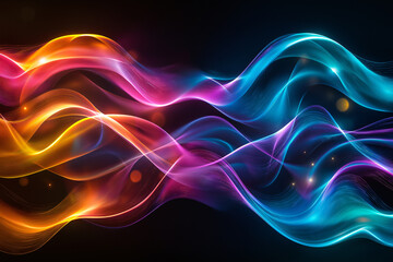 3D Glowing Multicolored Translucent Waves